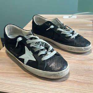 Black glitter silver star golden goose low stars (size 41)